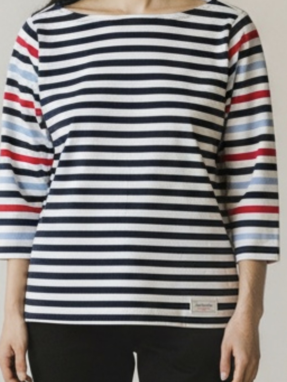 Talbots Navy, White & Red Striped Boatneck Top
